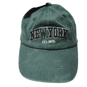 New York City Hat Cap Strap Back Mens One Size Green Embroidered Dad Baseball